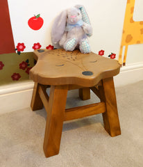 Wooden Footstool for Children's Nursery with Sleepy Fox Pattern