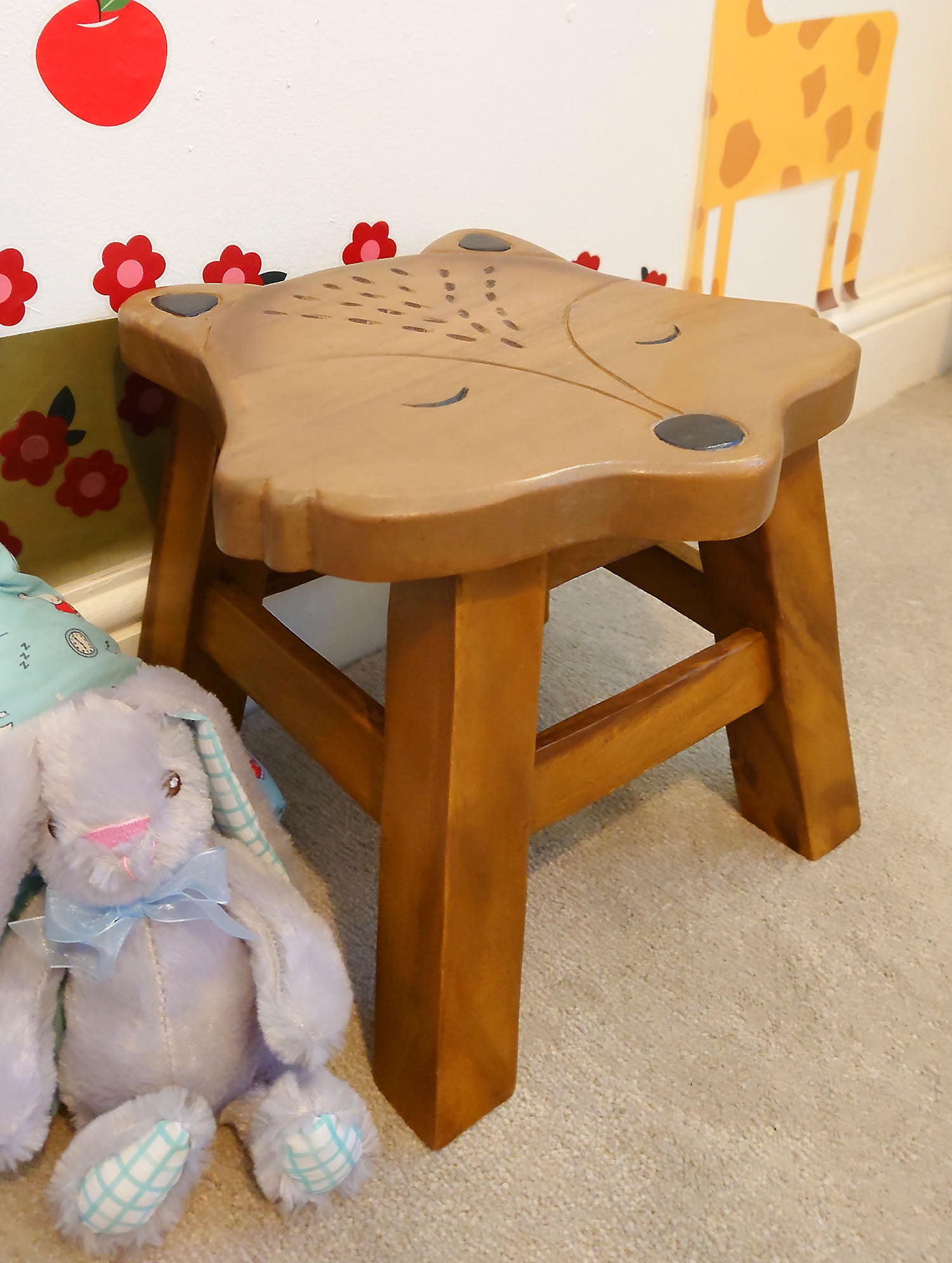 Footstool for Children's Nursery with Sleepy Fox Pattern