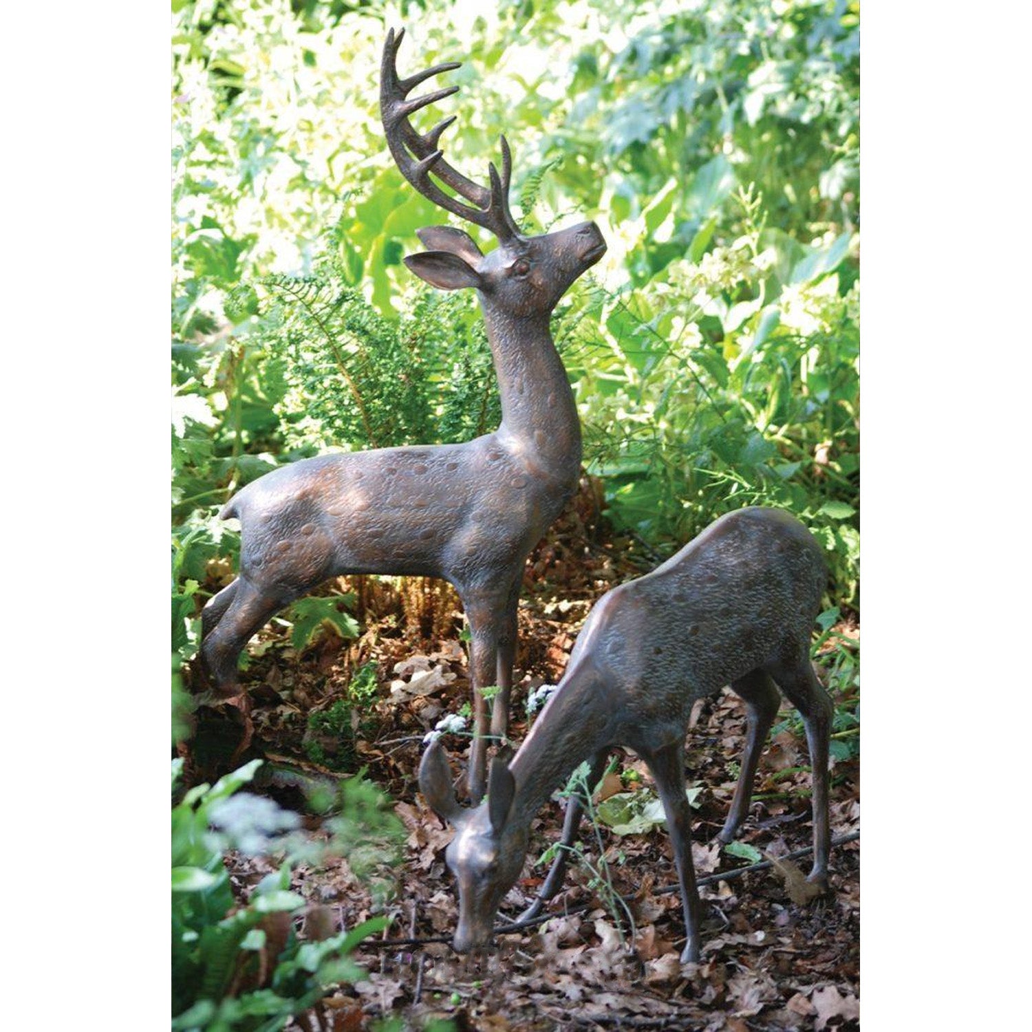 Fergus McArthur Large Deer Set Aged Verde Sculpture