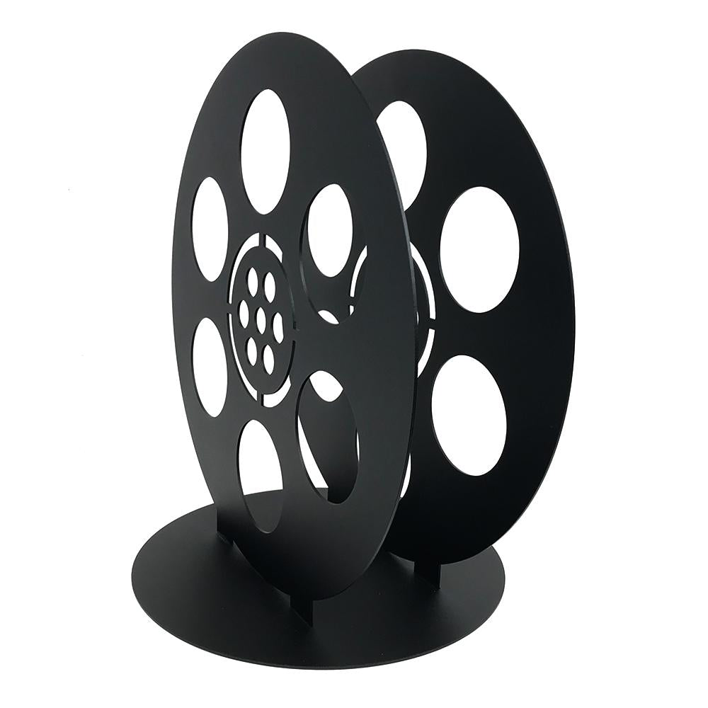 at The Movies - Film Reel Wine Rack - Wine Holder in The Shape of A Film Reel - Holds Up To 6 Bottles of Wine - Fine Black Finish - Great Gift Idea
