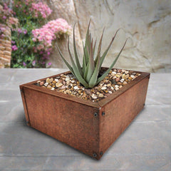 Rectangular Flat Pack Rustic Steel Raised Flower Bed & Tree Planter -  Indoor Outdoors