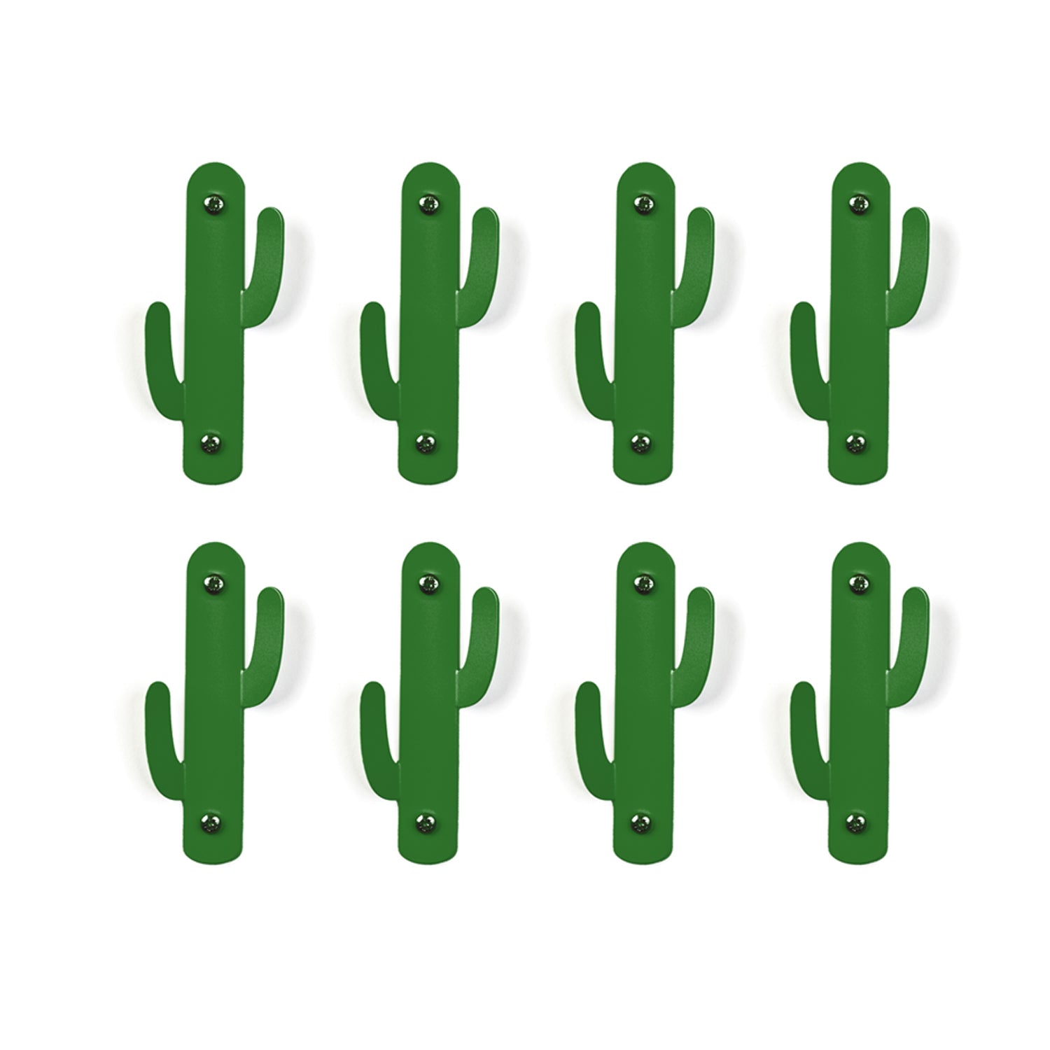 Okunaii Green Cactus Wall Mount Coat Hooks (Pack of 8) - Indoor Outdoors