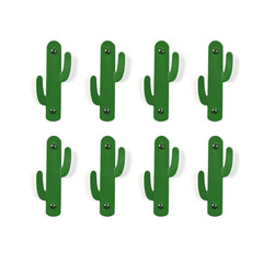 Okunaii Green Cactus Wall Mount Coat Hooks (Pack of 8)