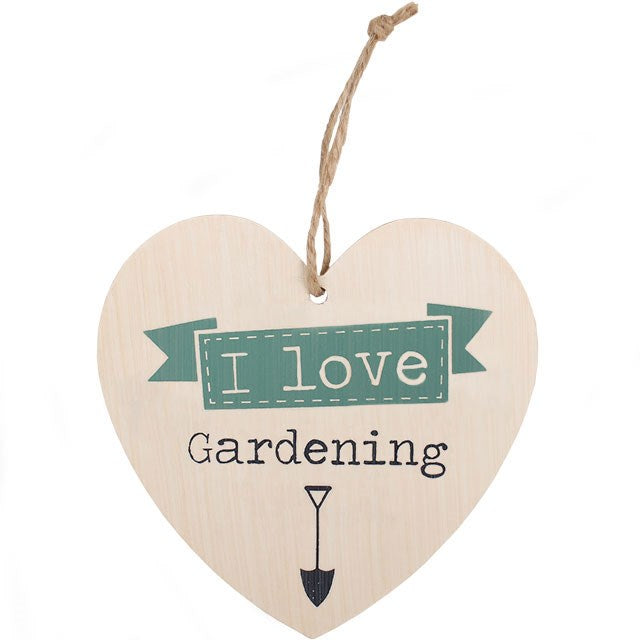 Love Gardening Hanging Heart Sign