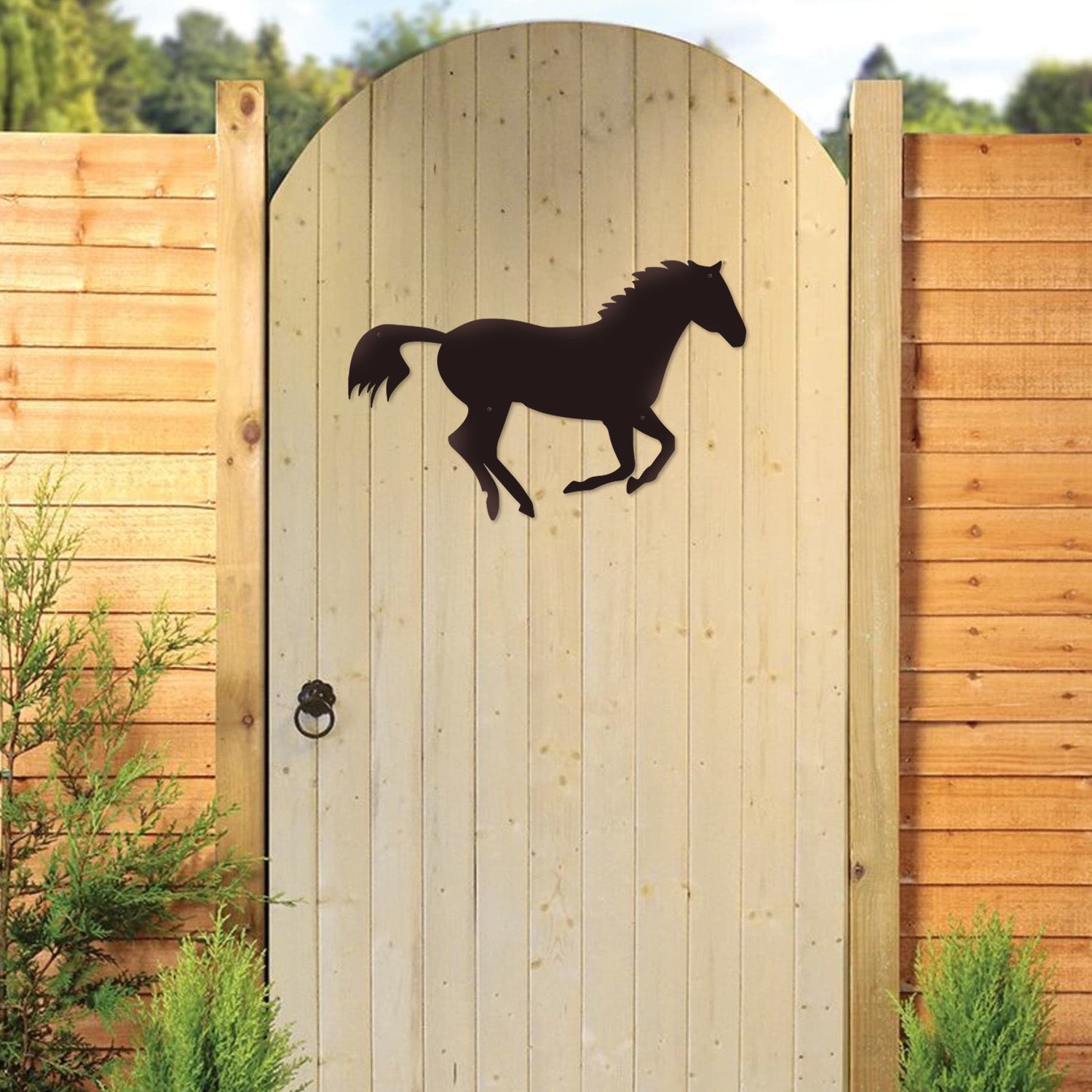 Horse Wall Art on large garden gate