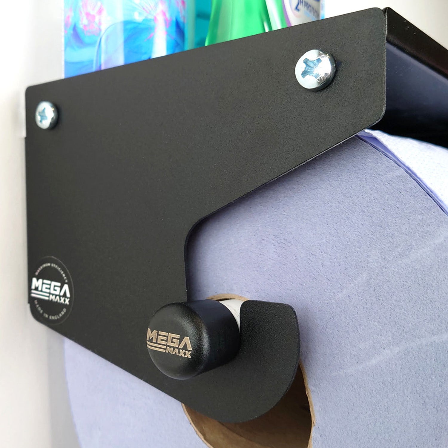 MegaMaxx UK™ Blue Roll Holder & Dispenser with Shelf - Indoor Outdoors