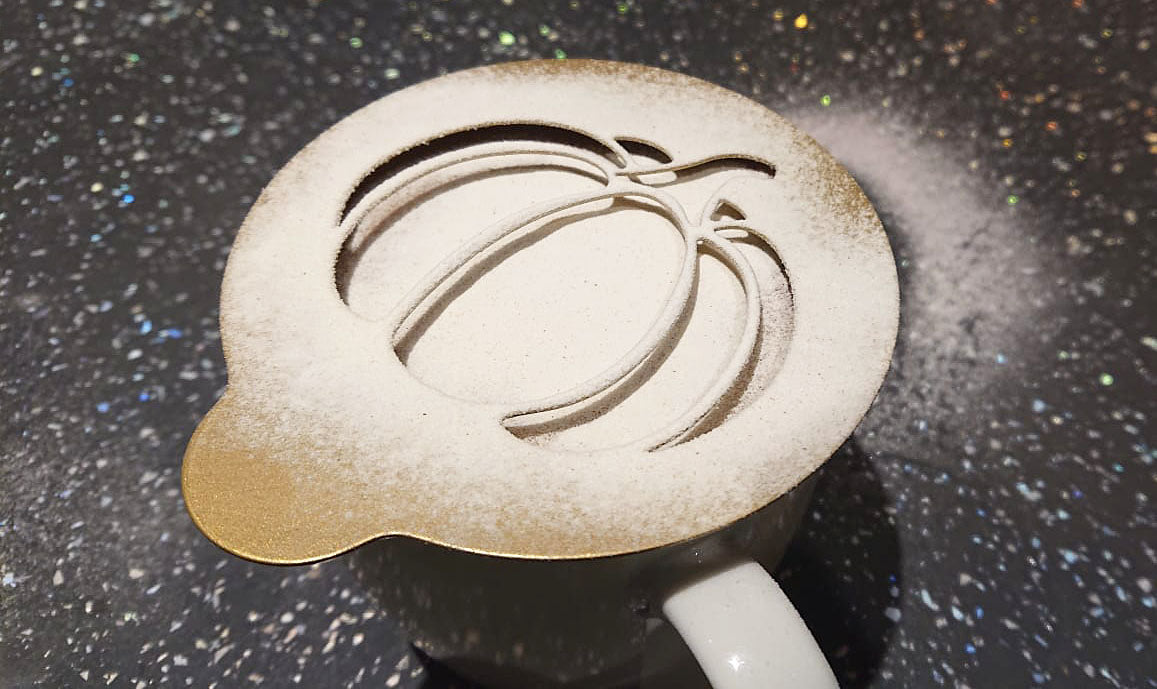 Coffee Stencil with Dusted Sugar
