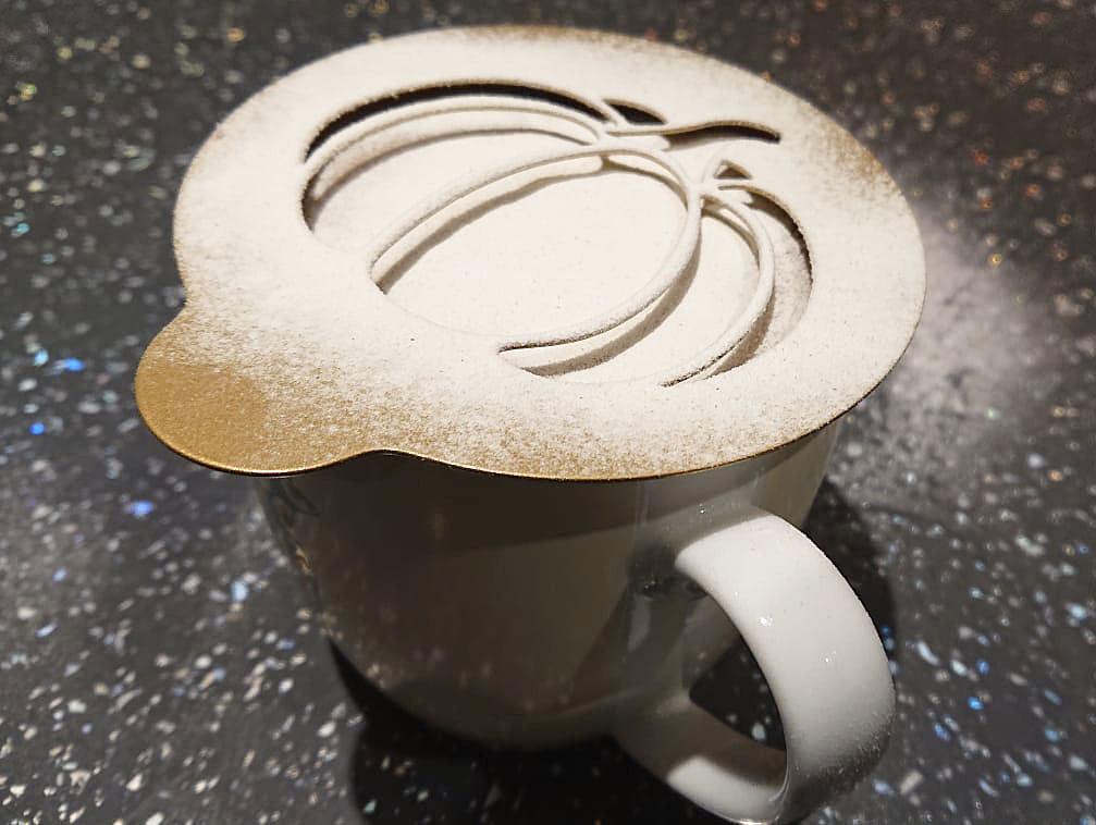 Coffee Stencil with Dusted Sugar
