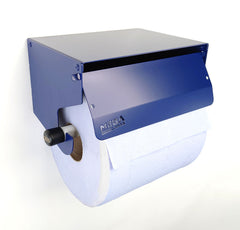 Blue Roll Holder with Shelf and Brake in Black