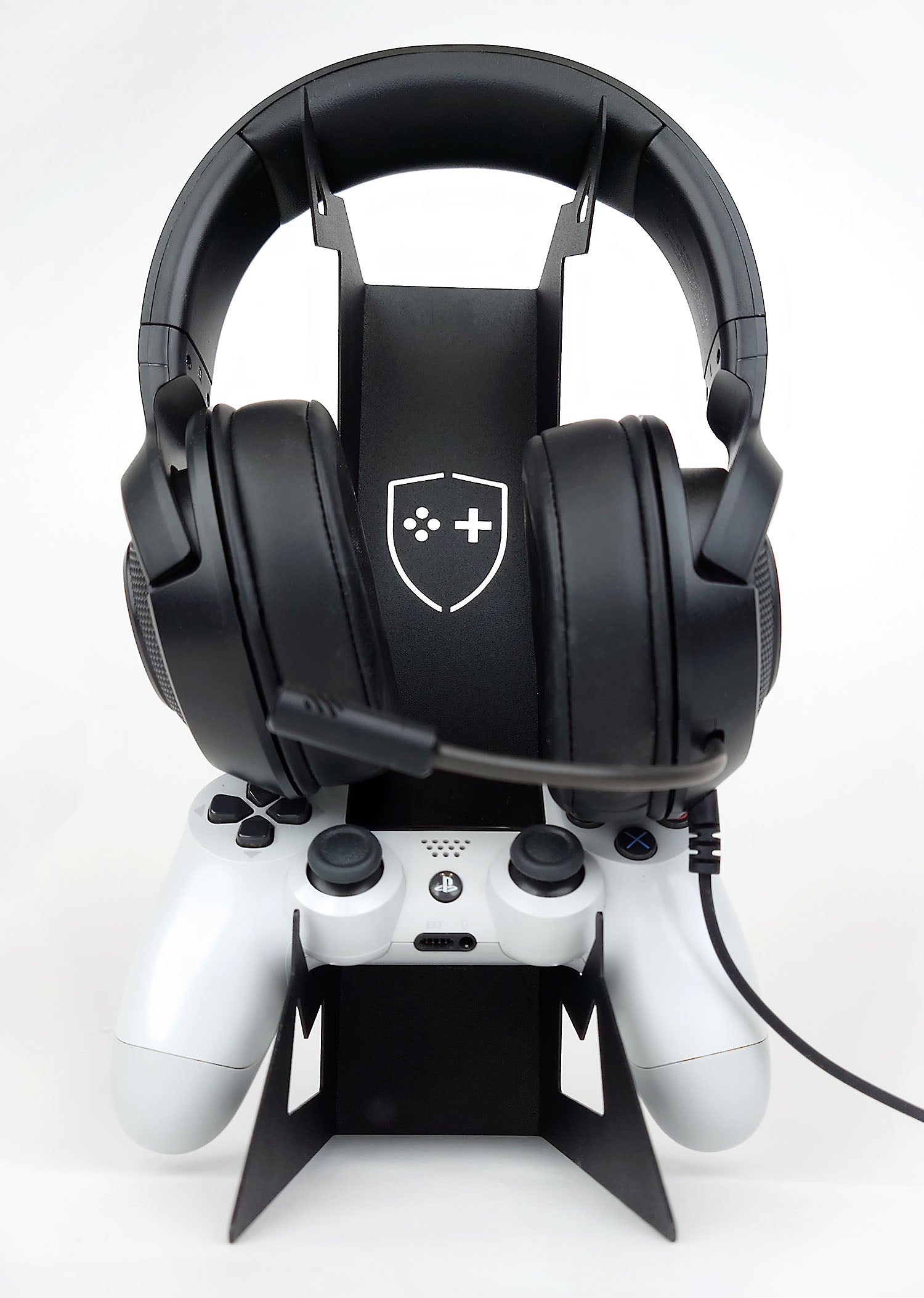 GameShieldz Headset & Controller Stand with Gaming headset and PS4 Controller