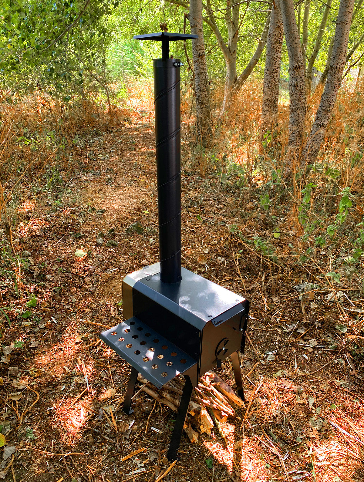 Outdoor Stove in Forest Setting