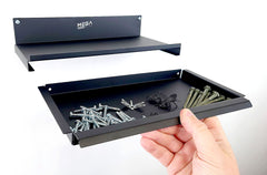 Lightweight Tool Shelf with Drawer - Store Tools, Screws & Accessories - Textured Black Finish - A drawer of screws