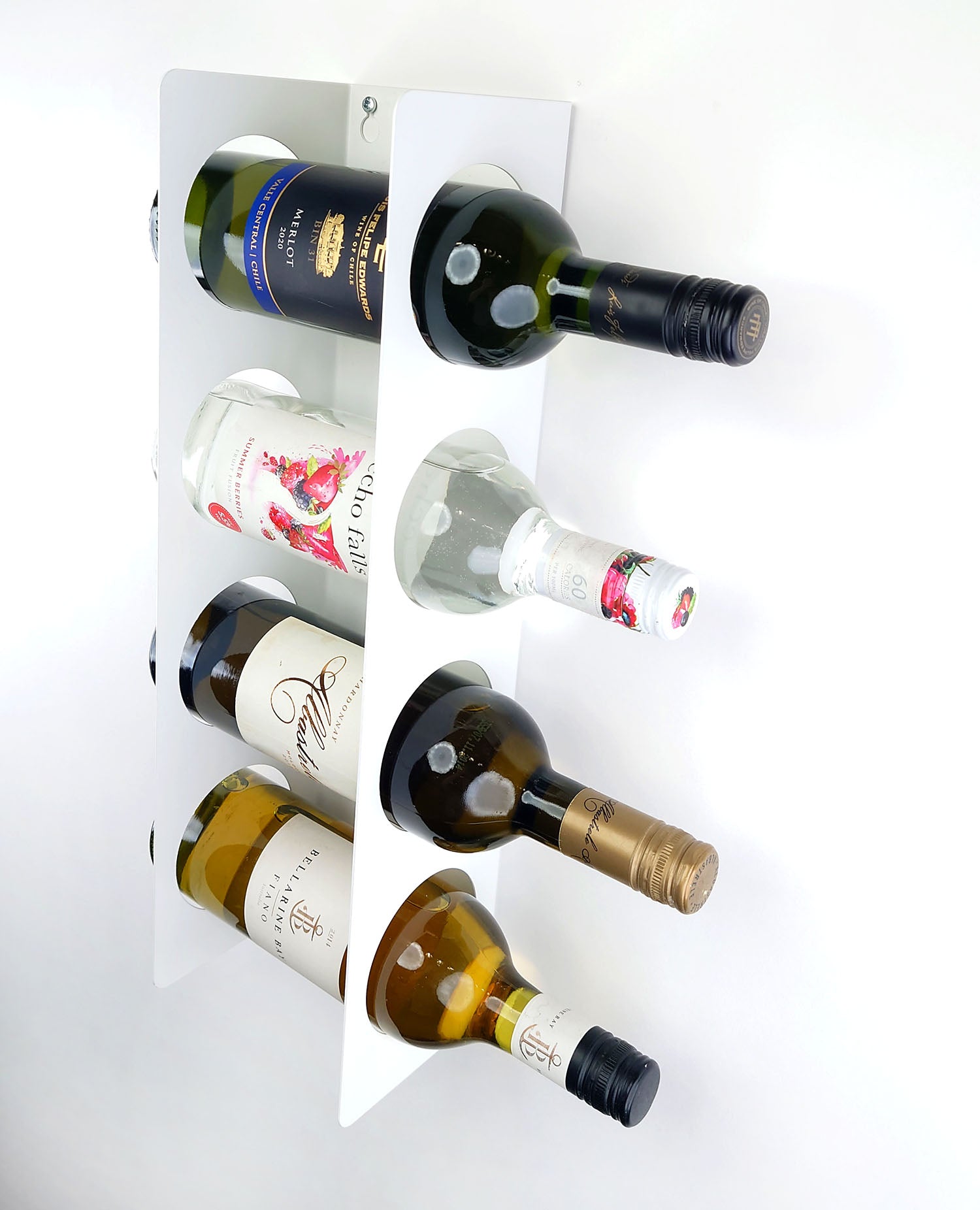 Wall Mount Wine Rack - 4 Bottle Capacity - White