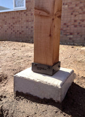 Concrete Post Base with Post Base Bracket and 4" Timber Post