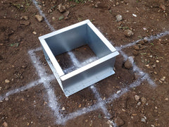 Concrete Base Form with Markings for Positioning Correctly