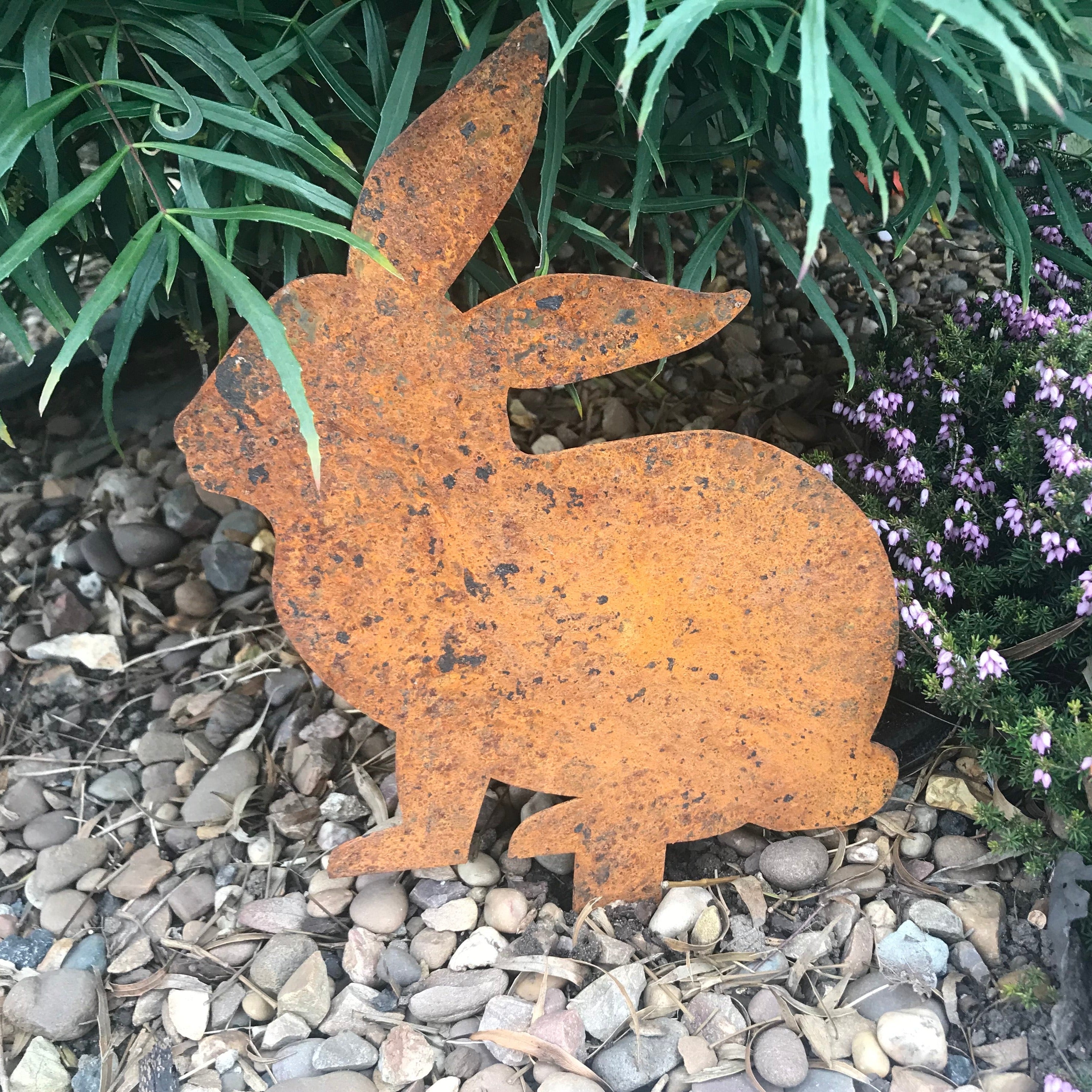 Bellamy Rustic Steel Rabbit Ornament - Indoor Outdoors