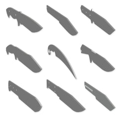 Knife Forging Templates - Set of 9 Different Styles of Knife - Side Angle showing thickness of steel