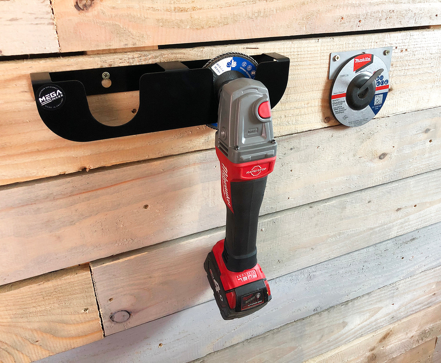 MegaMaxx UK™ Angle Grinder Wall Bracket Tool Holder  - Indoor  Outdoors