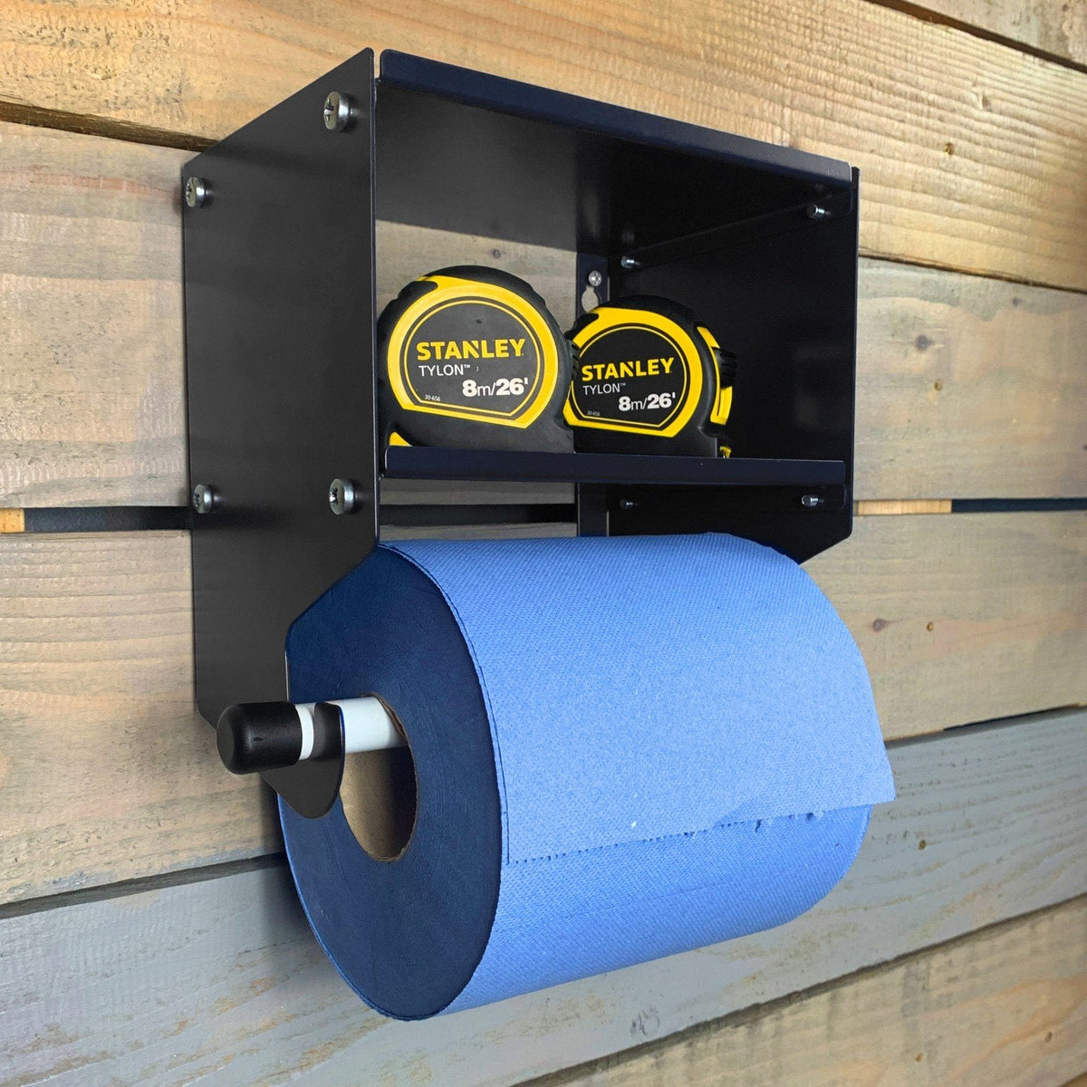 MegaMaxx UK™ Blue Roll & Paper Towel Holder & Dispenser with Double Shelf | Indoor Outdoors