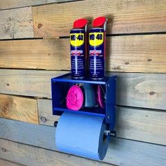 MegaMaxx UK™ Blue Roll & Paper Towel Holder & Dispenser with Double Shelf - Indoor Outdoors