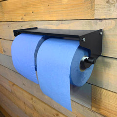 MegaMaxx UK™ Dual Blue Roll & Paper Towel Holder with Shelf | Indoor Outdoors