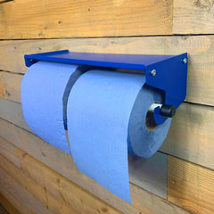 MegaMaxx UK™ Dual Blue Roll & Paper Towel Holder with Shelf - Indoor Outdoors