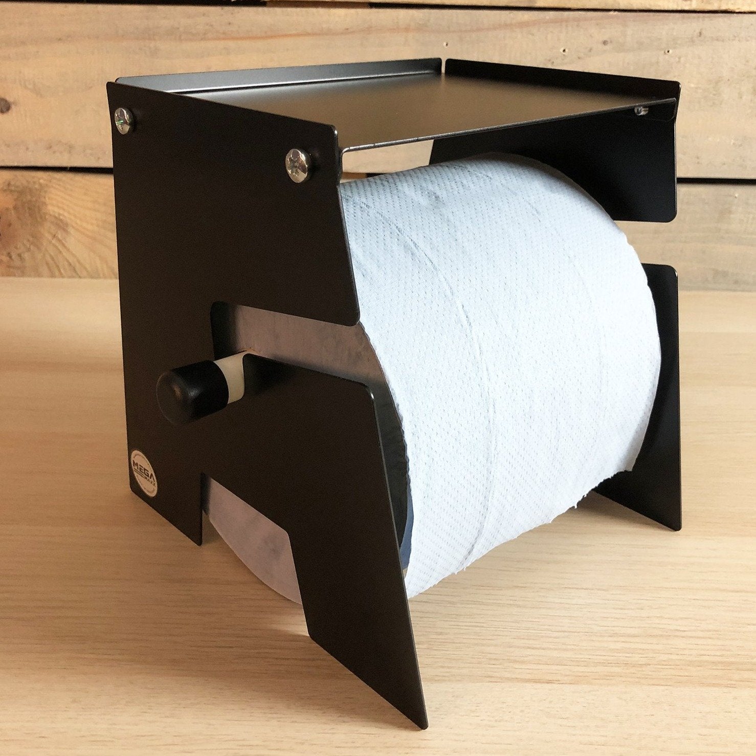 MegaMaxx UK™ Free-Standing Blue Roll & Paper Towel Holder with Shelf - Indoor Outdoors