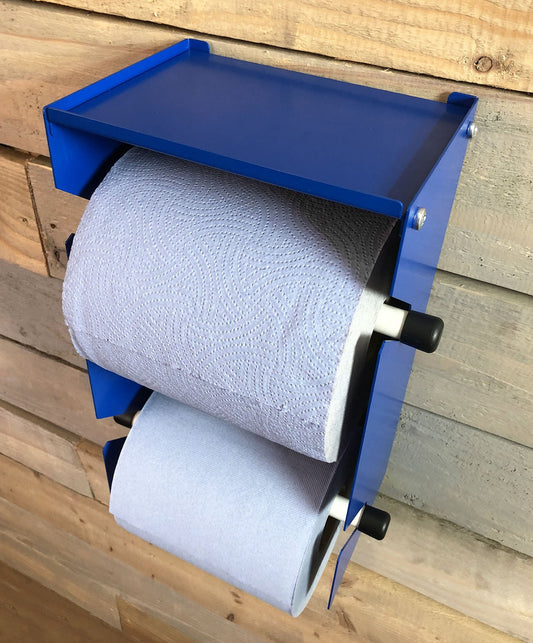 MegaMaxx UK™ Dual Blue Roll & Paper Towel Dispenser - Indoor Outdoors