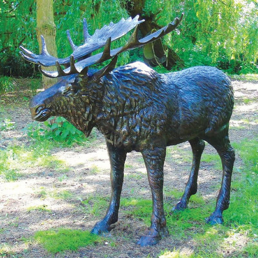 Large Moose Statue for Gardens in Bronze-Effect Aluminium
