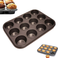 Faker Baker Non-Stick Muffin Tray Suitable for making Muffins, Fairy Cakes, Mini Pies or Tarts - Lightweight Design