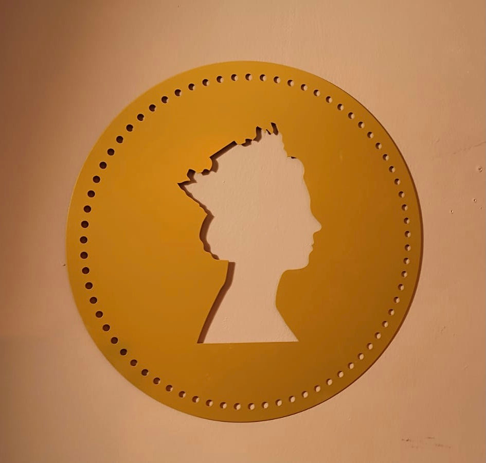 Golden British Penny Decorative Wall Art