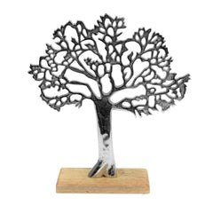 Aluminium Tree of Life Statue with Wooden Base