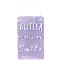 Unicorn Mini Metal Sign "Glitter Makes Me Smile" - Indoor Outdoors