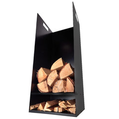 Volcann™ Double Shelf Firewood Log Store - Indoor Outdoors