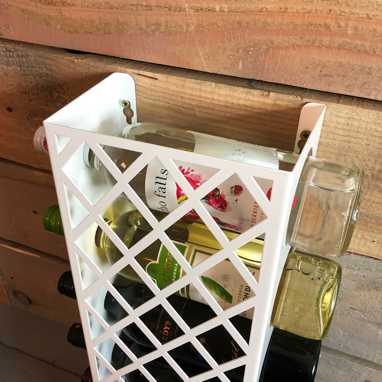Wall Mounted Steel Crosshatch Wine Rack Cabinet | Indoor Outdoors