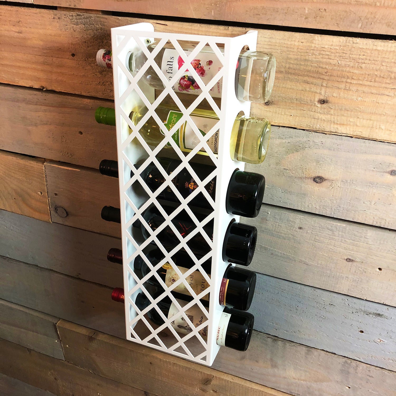 Wall Mounted Steel Crosshatch Wine Rack Cabinet - Indoor Outdoors