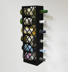 Wall Mounted Steel Crosshatch Wine Rack Cabinet - Indoor Outdoors
