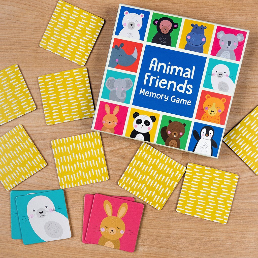 Animal Friends Kids Flashcard Memory Game - Indoor Outdoors