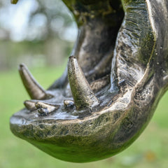Closeup of the detailing on the teeth in the hippo sculptures mouth