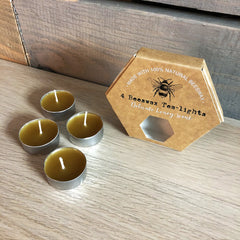 Natural Beeswax Tealight Candles (Pack of 4) - Indoor Outdoors