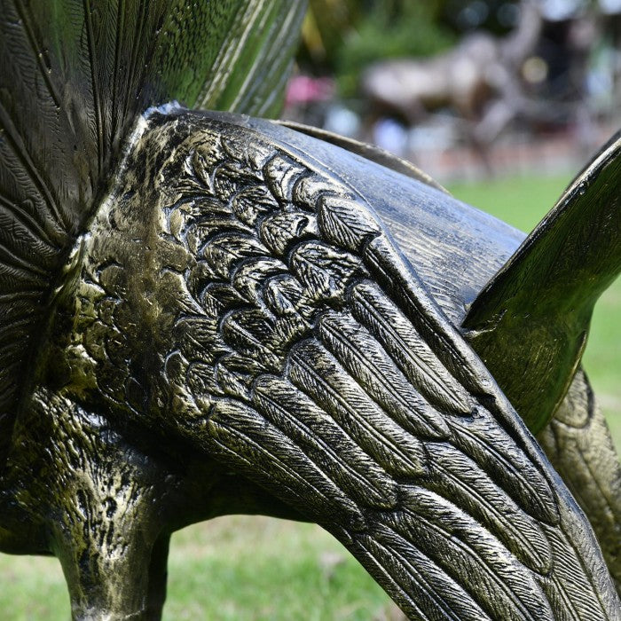 Fergus McArthur Peacock Bronze Effect Sculpture - Indoor Outdoors