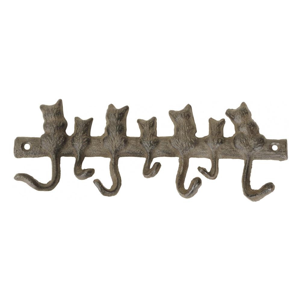 Cast Iron Cat Tail Key Hook Rack - Indoor Outdoors