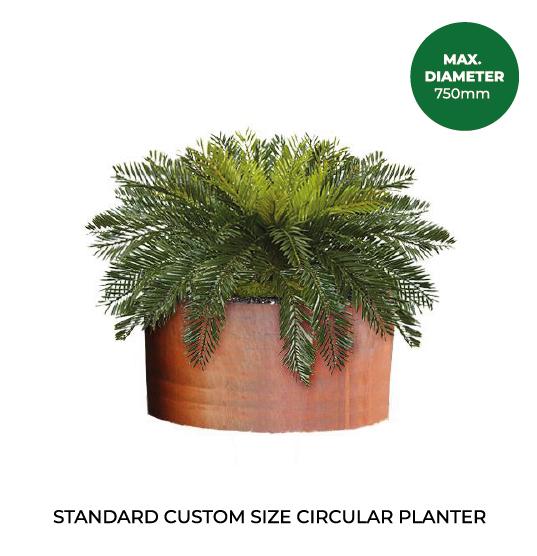 Custom Size Standard Circular Rustic Steel Raised Flower Bed - Indoor Outdoors