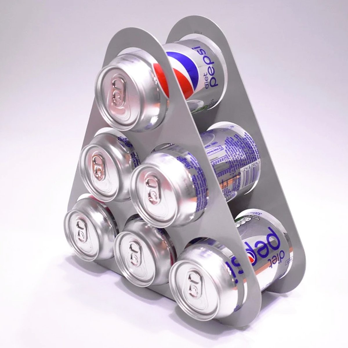 Soda Can Drinks Pyramid Rack (Silver,6 Can Capacity) | Indoor Outdoors