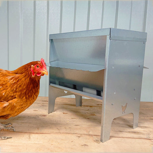 Chicken & Poultry Galvanised Feed Hopper With Roof | Indoor Outdoors