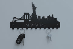 New York City Skyline Silhouette Key Rack, Indoor Outdoors