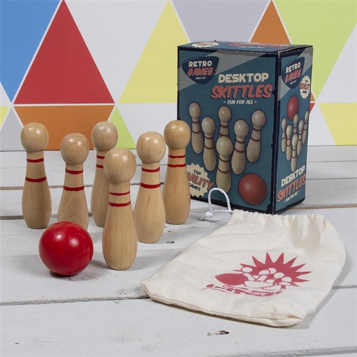 Retro Games Desktop Skittles Bowling Set | Indoor Outdoors