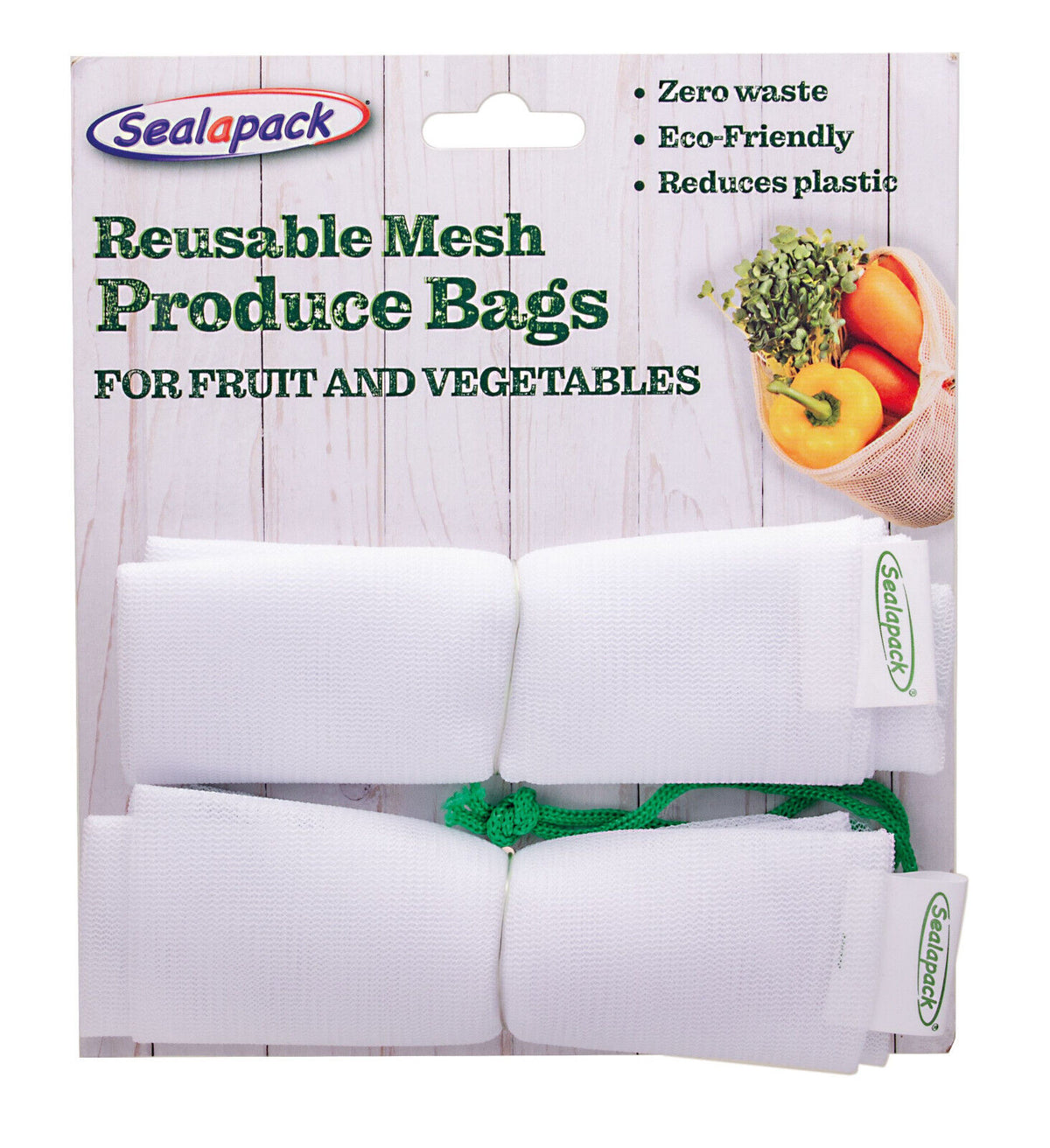 Faker Baker Reusable Mesh Produce Bags - For Fruits & Vegetables (Pack of 2) - Indoor Outdoors