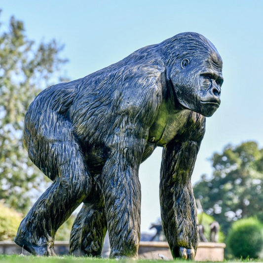 Gorilla Bronze-Effect Sculpture Side Angled View