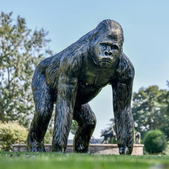 Bronze Effect Gorilla Statue situated in a stately home